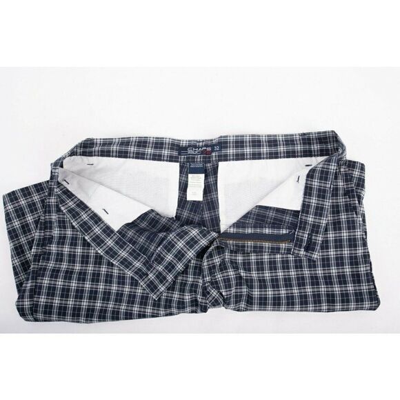 Chaps Golf Mens Shorts Sz 32 Navy Blue White Plaid - Picture 7 of 9